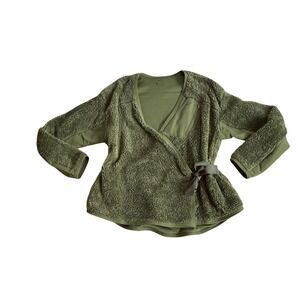 Nike Yoga Luxe Sherpa Fleece Wrap Jacket Olive Green Womens Medium CZ4029-328